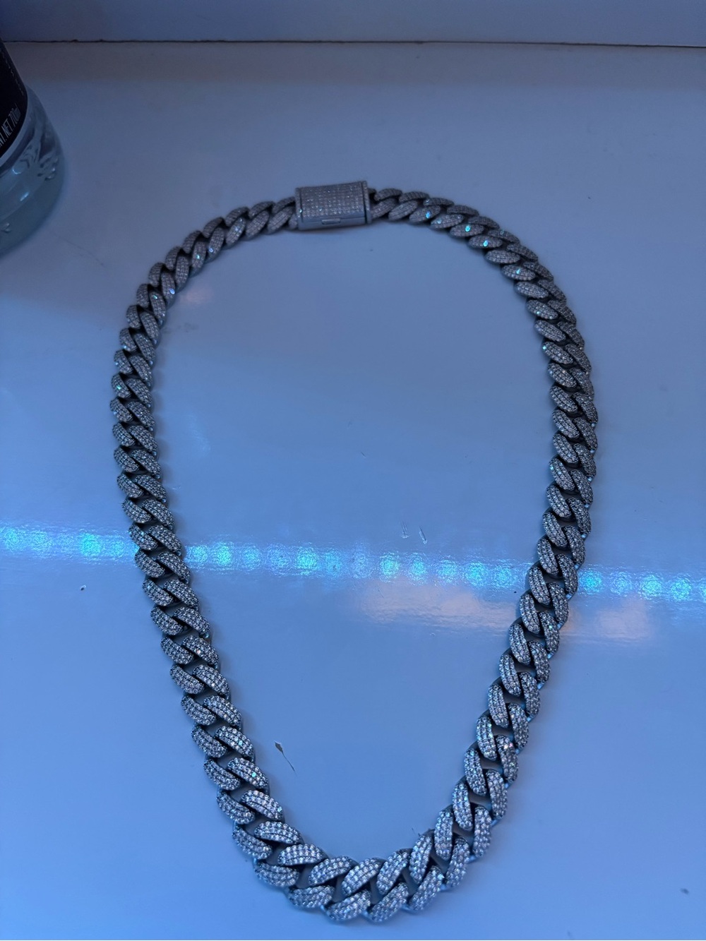 Pavé Cuban Link Necklace — Silver Sparkle Chain
